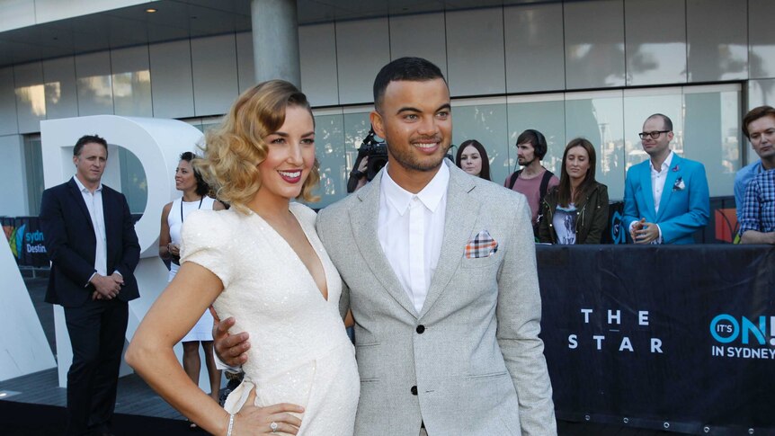 Guy Sebastian and his pregnant wife Jules arrive at the 27th ARIA Awards.
