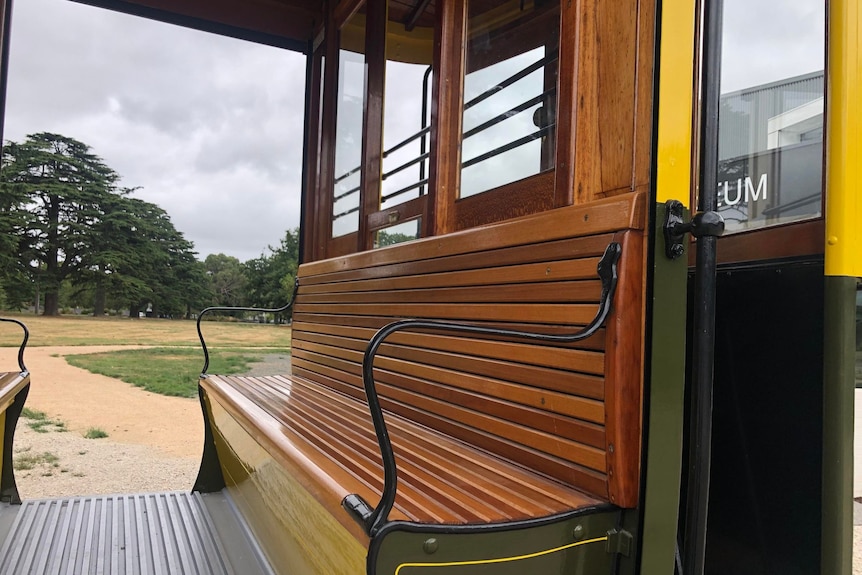 A timber bench seat