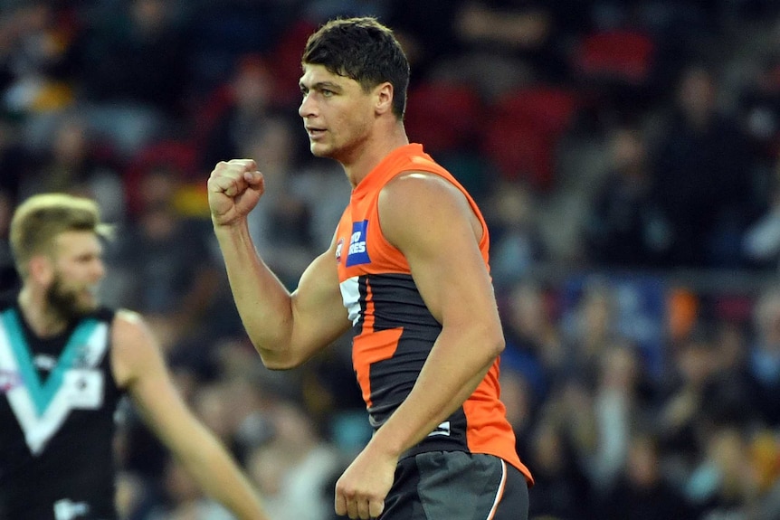 Jonathon Patton after scoring against port Adelaide