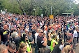 Hundreds of people gather for an anti-bikie law protest in Brisbane