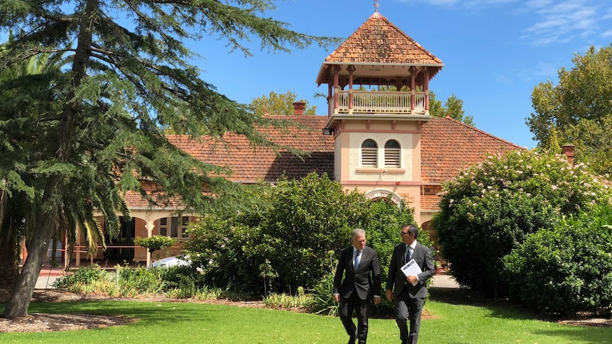 Steven Marshall and Stephen Wade at the Repatriation General Hospital.