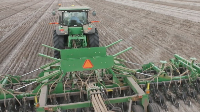 Tractor ploughing land