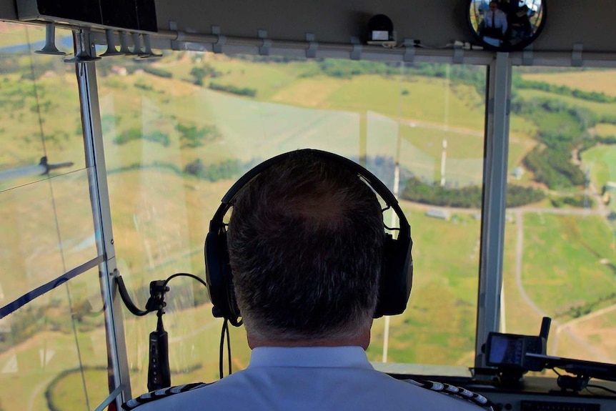 A view of the cockpit of the Legend Blimp