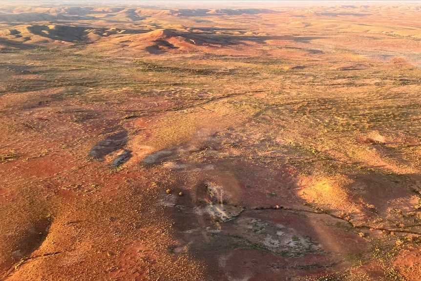 An overhead view of the South Australian outback.