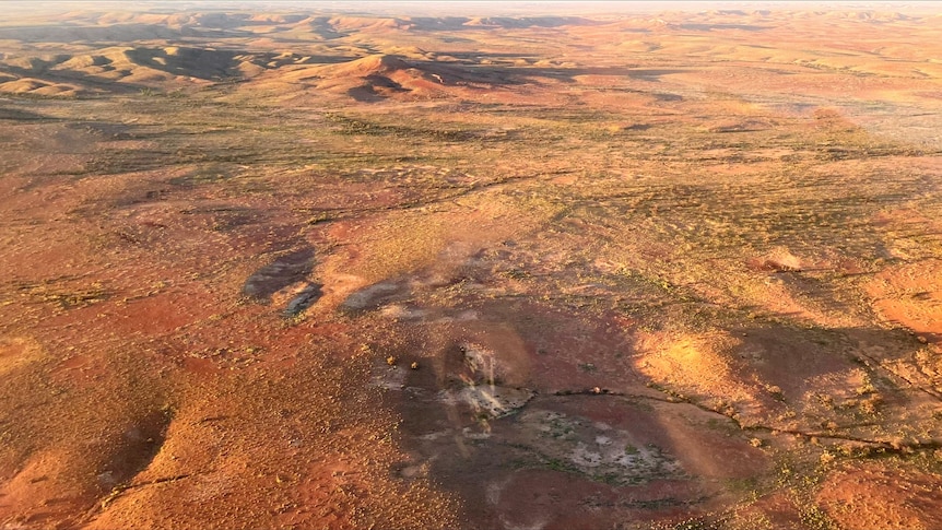 An overhead view of the South Australian outback.