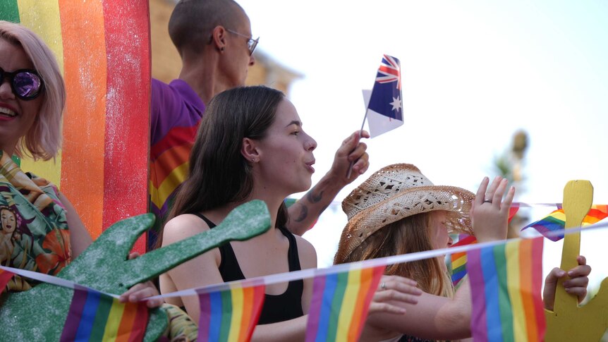 Logan Hoswell on LGBT pride float