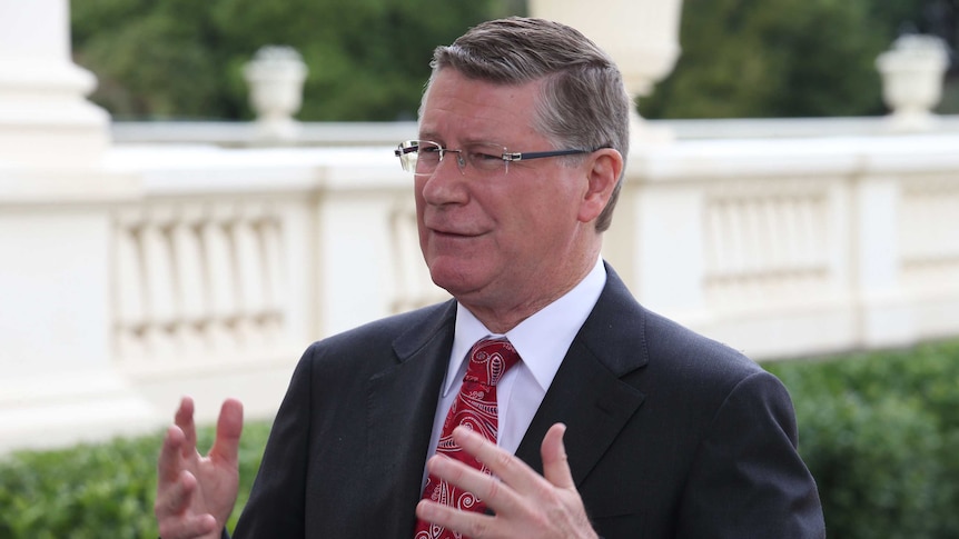 Victorian Premier Denis Napthine speaks to the media