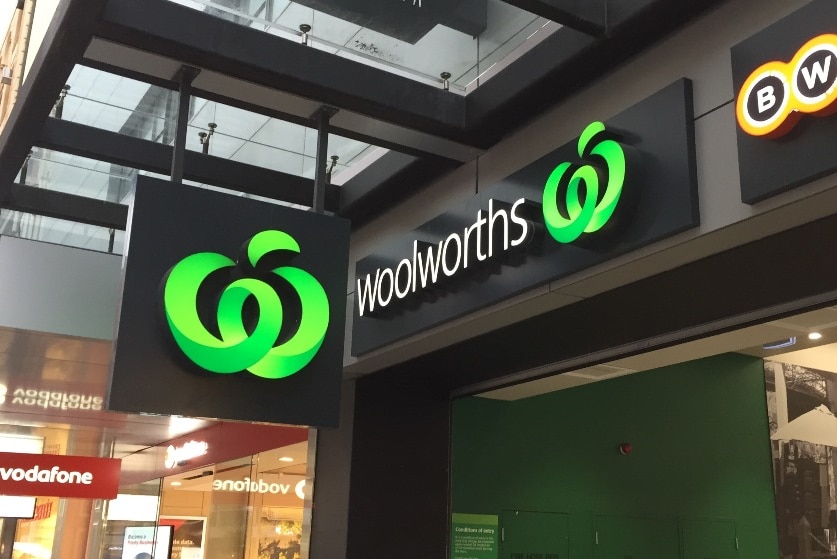 A Woolworths logo in Adelaide's Rundle Mall