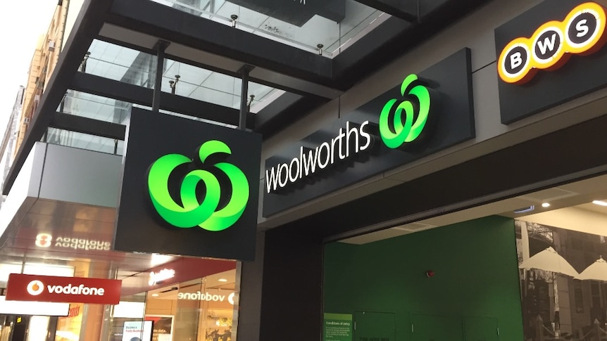 A Woolworths logo in Adelaide's Rundle Mall