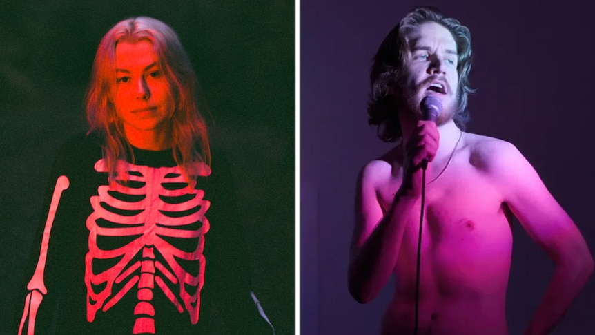 A collage of Phoebe Bridgers and Bo Burnham