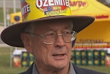 Video still: Australian entrepreneur Dick Smith lobbying politicians for Australian made goods Aug 2012