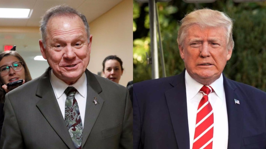 Alabama Republican candidate for US Senate Roy Moore and US President Donald Trump.