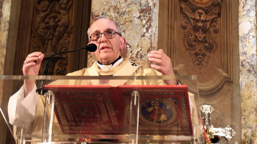 Jorge Bergoglio officiates a holy mass for the eternal rest of Pope John Paul II.