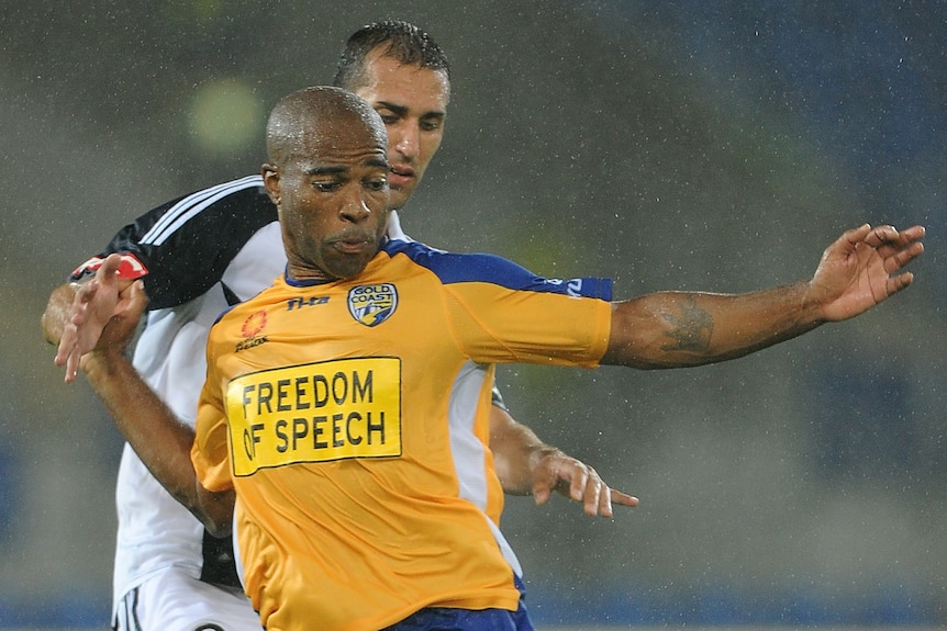 Gold Coast United played against Melbourne Victory with the slogan on their strips.