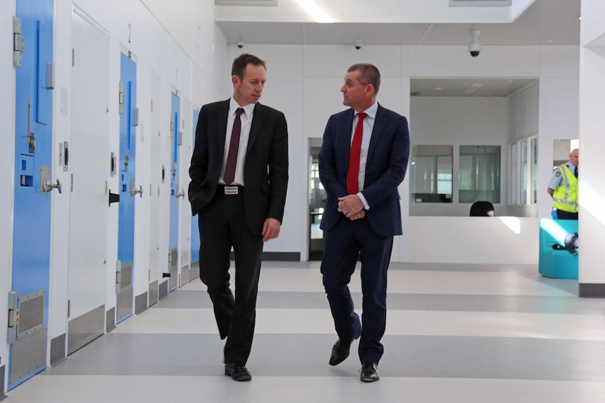 Corrections Minister Shane Rattenbury and Corrective Services general manager Don Taylor