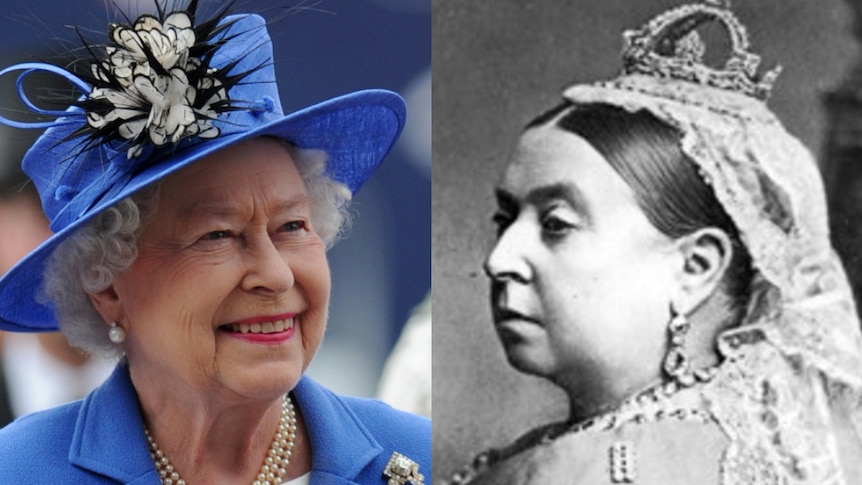 Composite image of Queen Elizabeth II and Queen Victoria