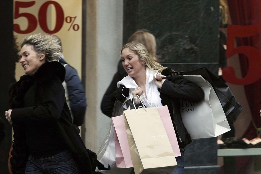 Shoppers in a rush