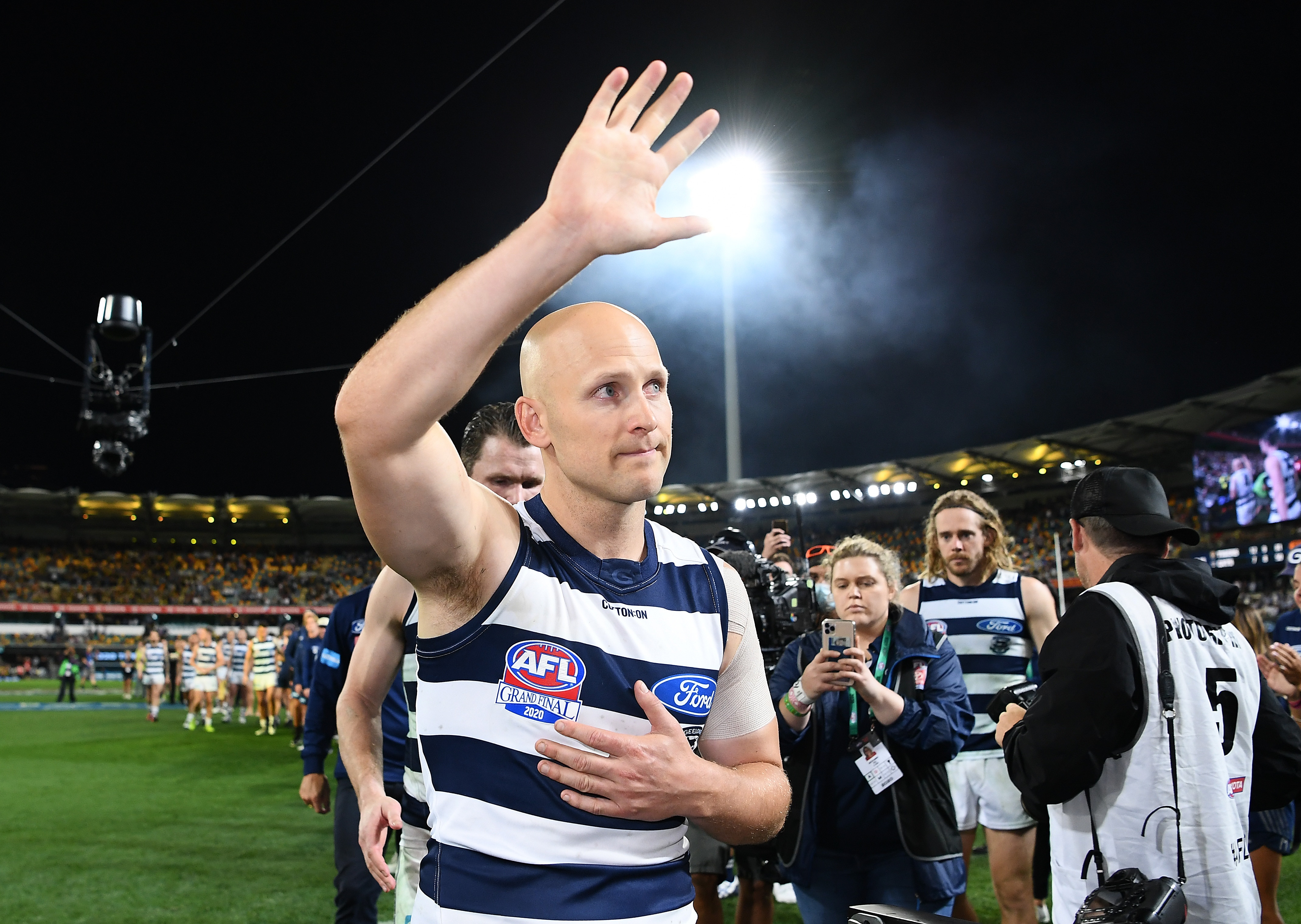 Gary Ablett Jr, de Geelong, dá adeus após a grande final da AFL de 2020.