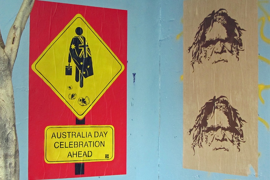 Australia Day-inspired graffiti in Sydney's Newtown.