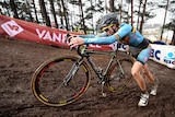 Belgian Femke Van den Driessche in women's under 23 race at 2016 world cyclocross championships.