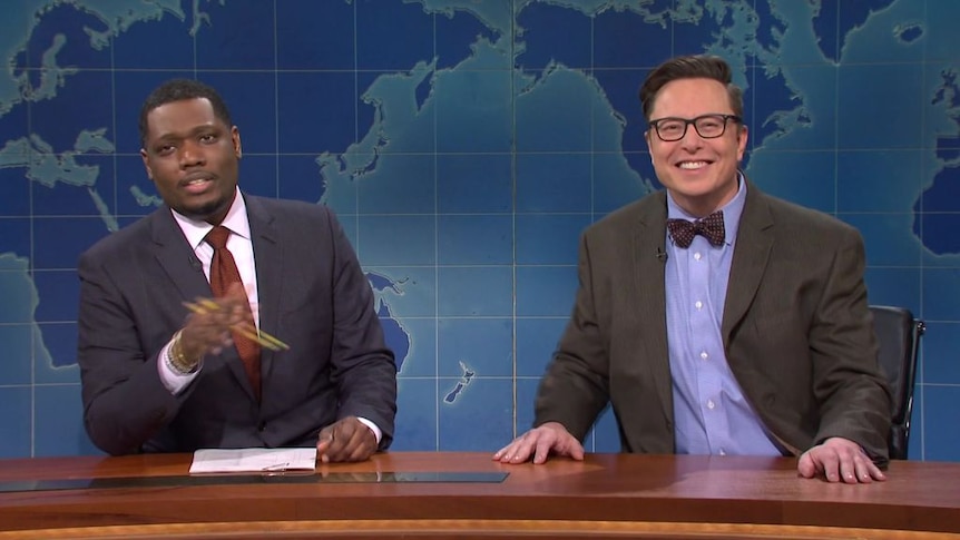 Elon Musk explains dogecoin while hosting Saturday Night Live.