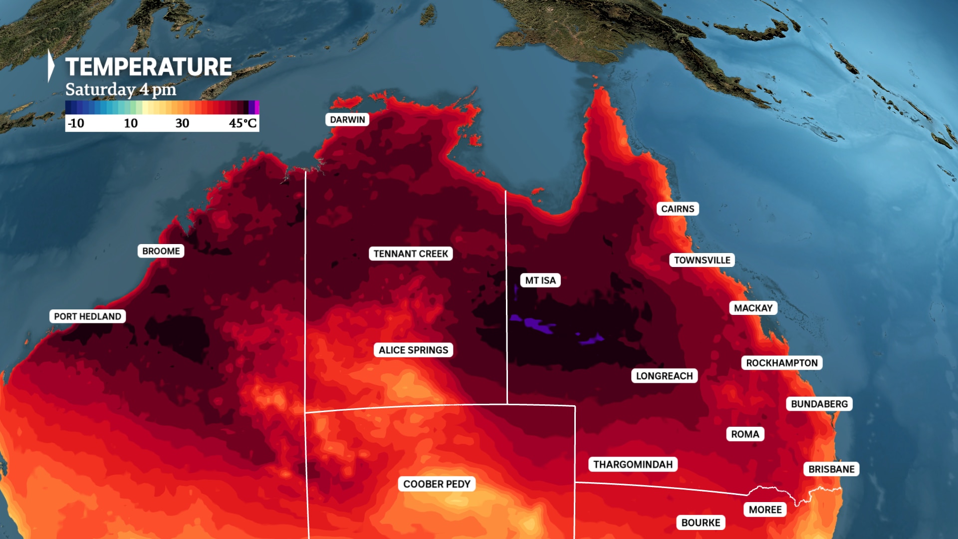 A heat map of northern Australia