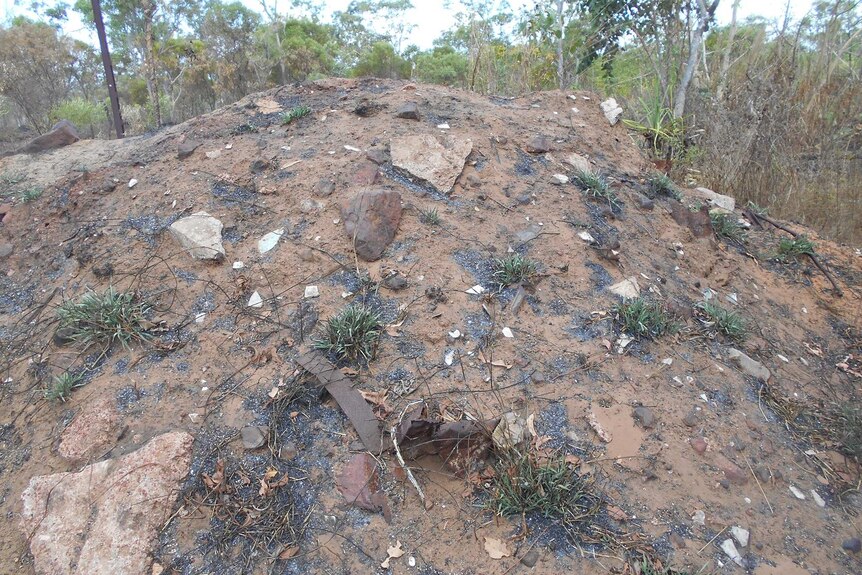 Asbestos can be seen heaped on a mound in Galiwinku.