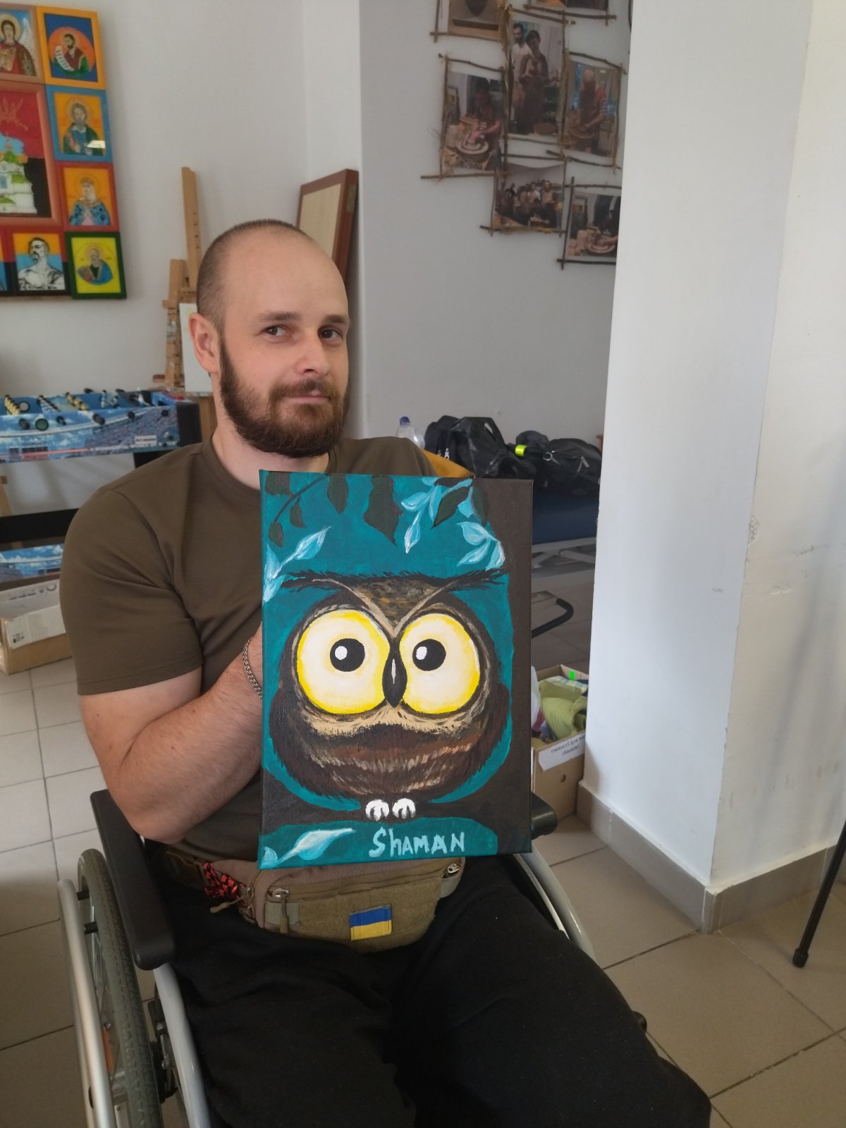 Shaman was still left in a wheelchair just after battling for Ukraine, now an Adelaide artwork exhibition has assisted him recover