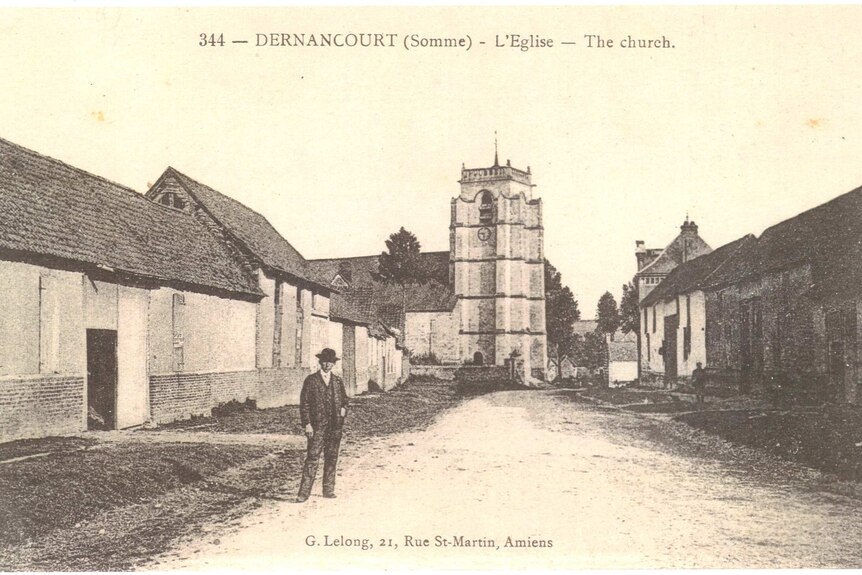 Dernancourt before the war showing village church