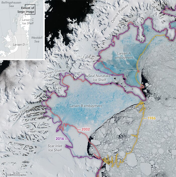 NASA satellite image of Larsen ice shelf