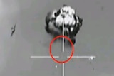 An Israeli jet shoots down an unmanned drone.