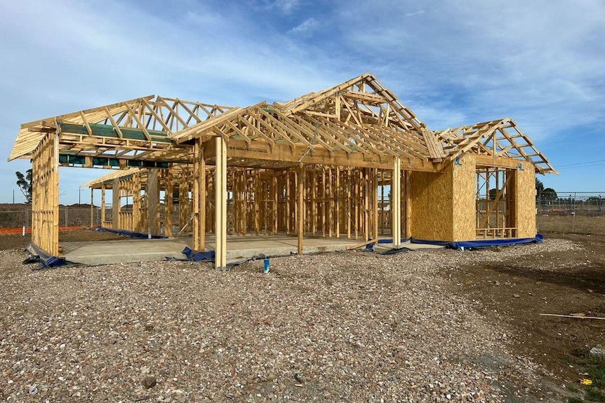 A half built home on a block of land in Victoria 