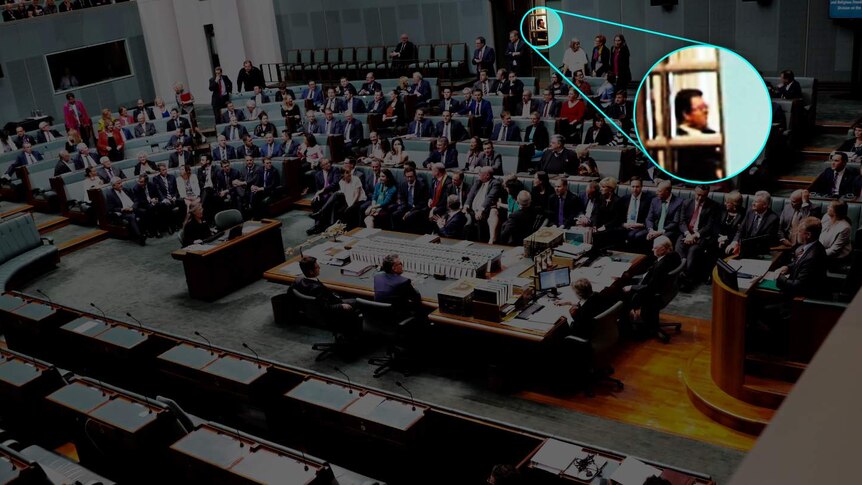 George Christensen is seen in an enhanced image outside the chamber.