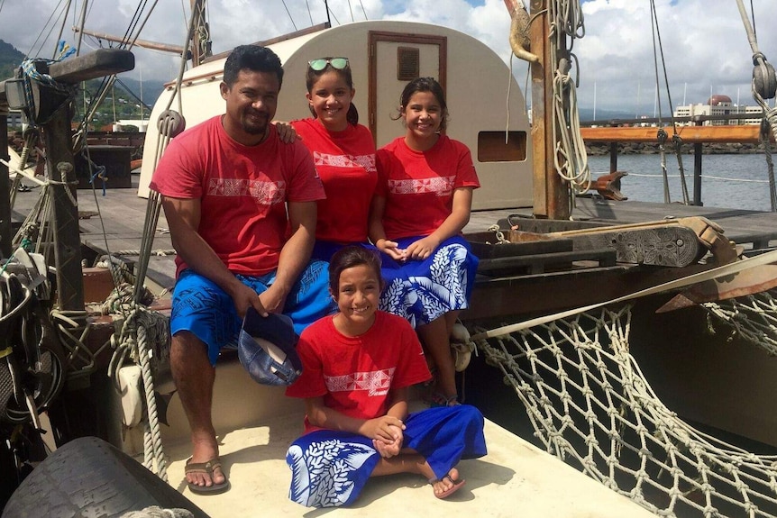 Xavier Lui with daughters Nafanua (middle), Leilani (right) and Emma (seated)