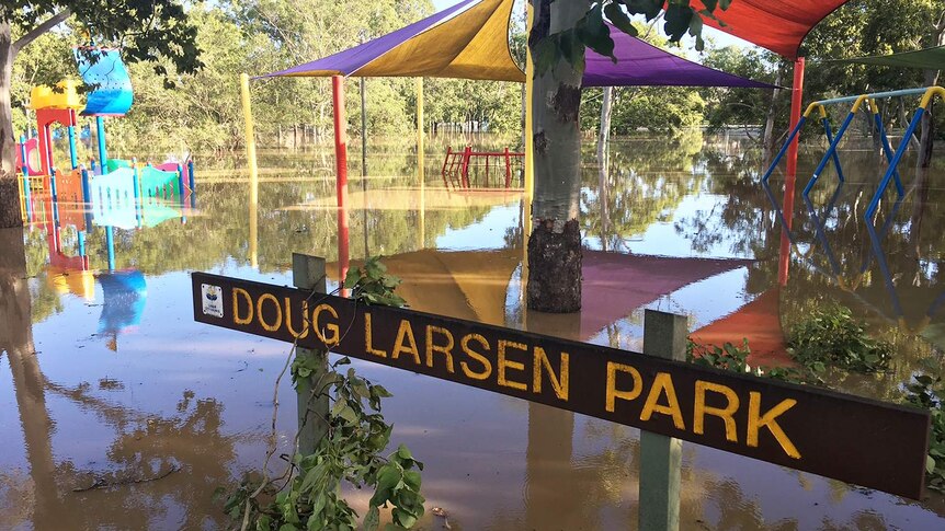 Flooded playground at park in Beenleigh on April 1, 2017