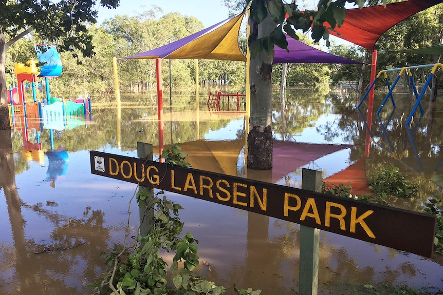 Flooded playground at park in Beenleigh on April 1, 2017