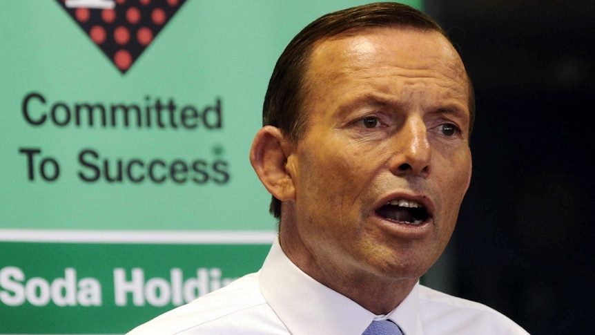 Tony Abbott speaks to workers in Adelaide