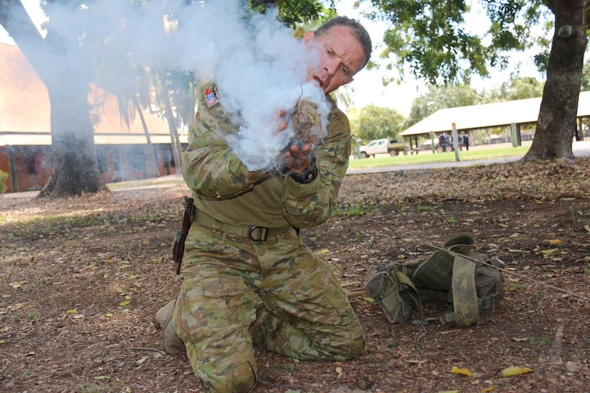 Fire demo after exercise Kowari