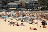 Crowds congregating on Sydney's Bondi Beach
