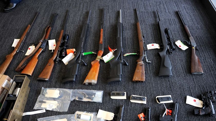 Weapons seized from the home of the accused ringleader.