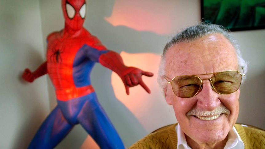 Stan Lee smiles during a photo session in his office in Santa Monica.