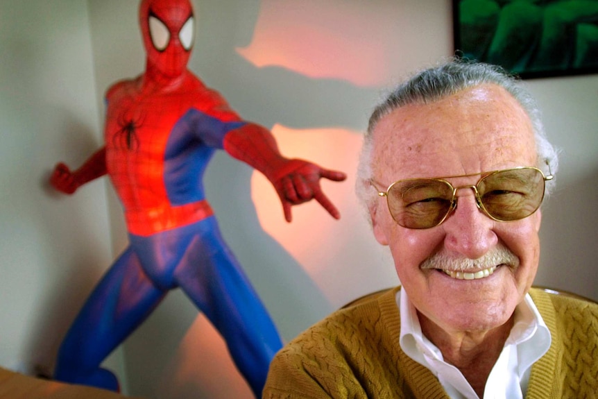 Stan Lee smiles during a photo session in his office in Santa Monica.