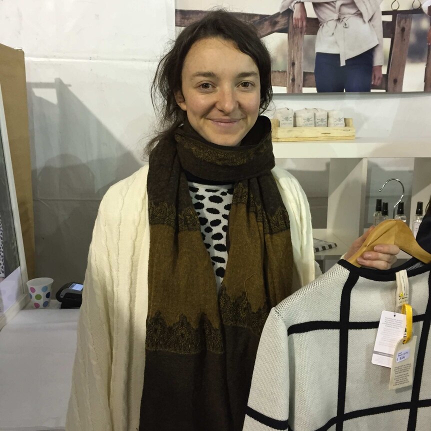 Fourth generation Merino farmer Prue Merriman sells Lady Kate clothes designed by her sister.