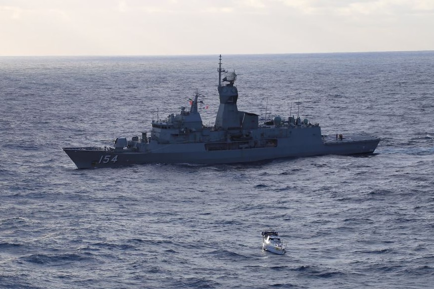 HMAS Paramatta rescues sailors off the WA Coast.