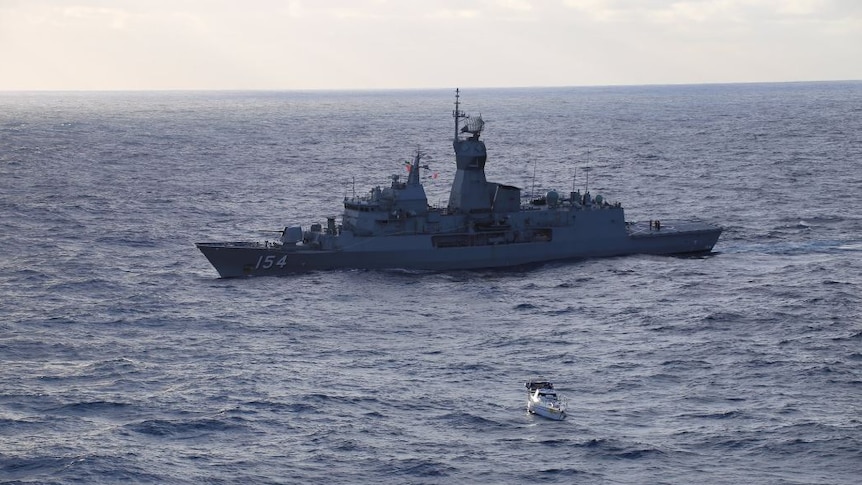 HMAS Paramatta rescues sailors off the WA Coast.