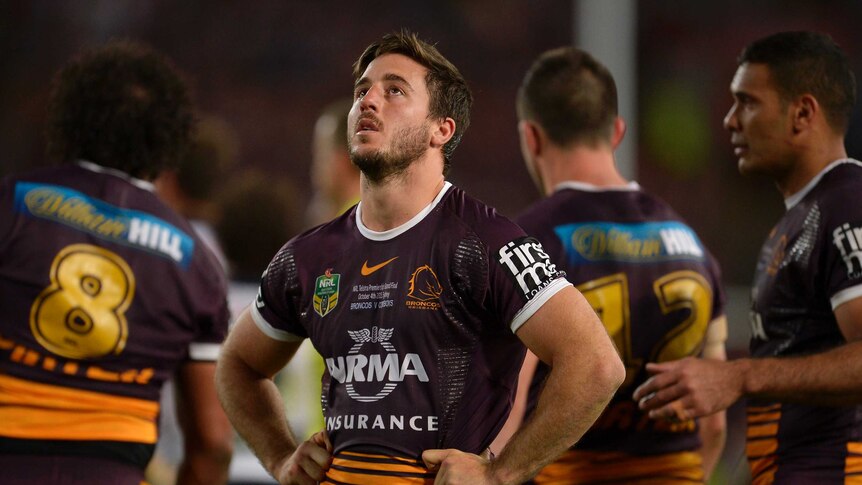 Facing suspension ... Ben Hunt gathers his thoughts during the grand final
