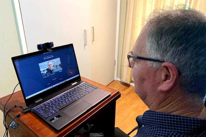 Greg Todd sits in front of his laptop with a Teams meeting open.