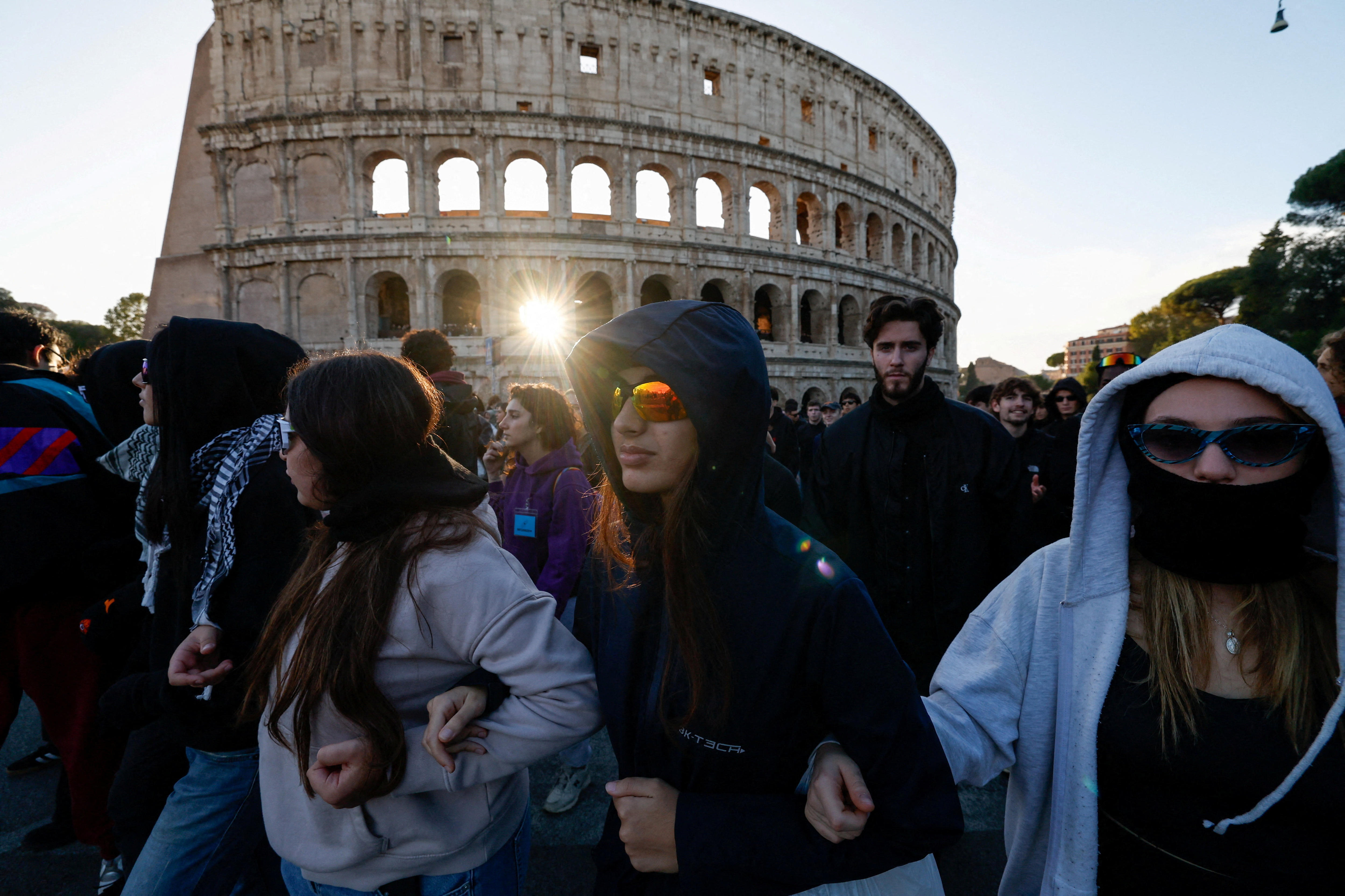 Rome demonstrators storm Colosseum as Europe's youth protests spread