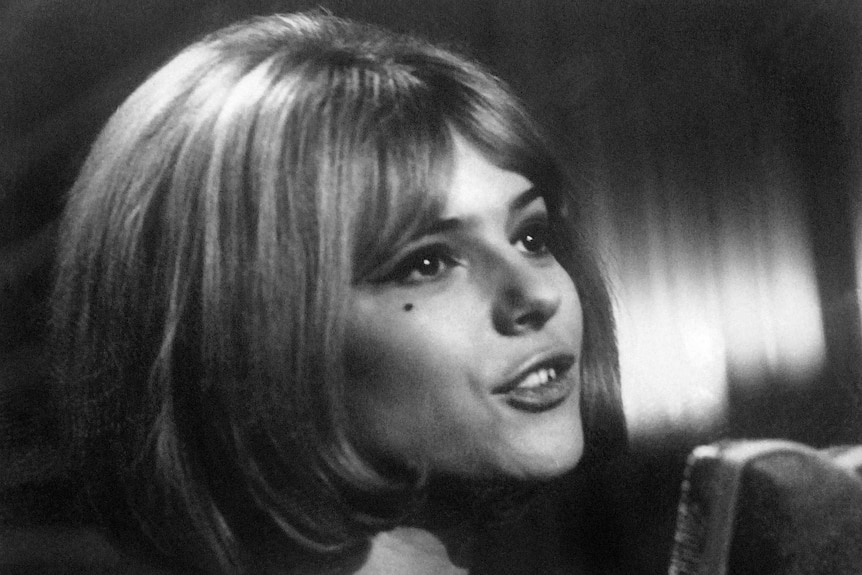 Singer France Gall performs in the 1965 Eurovision Song Contest.