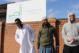 (L to R) Abdirahman Hassan, Zakariya Muse and Zakariya Omar outside West Heidelberg Mosque.